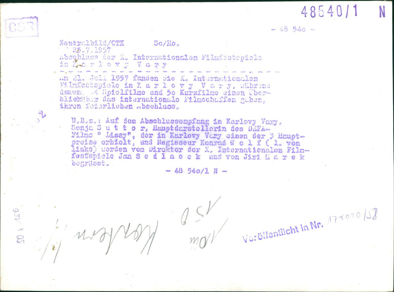 1957 FILM PART INTERNATIONAL FESTIVALO IRLOT VERY - Vintage Photograph