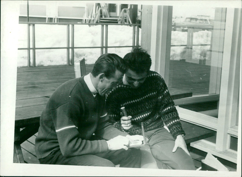 Willy Bogner and Eberhard Riedel at the 1960 Winter Olympics - Vintage Photograph