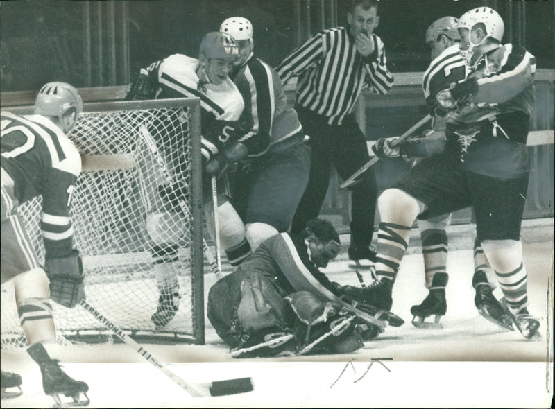 Ice hockey at the 1968 Winter Olympics in Grenoble. - Vintage Photograph