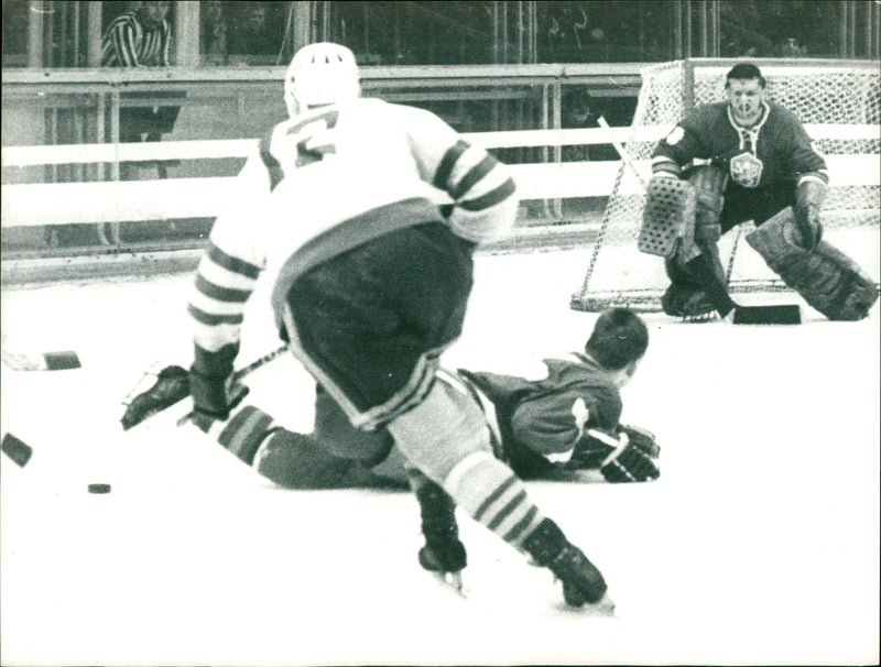 Ice hockey at the 1968 Winter Olympics in Grenoble. - Vintage Photograph