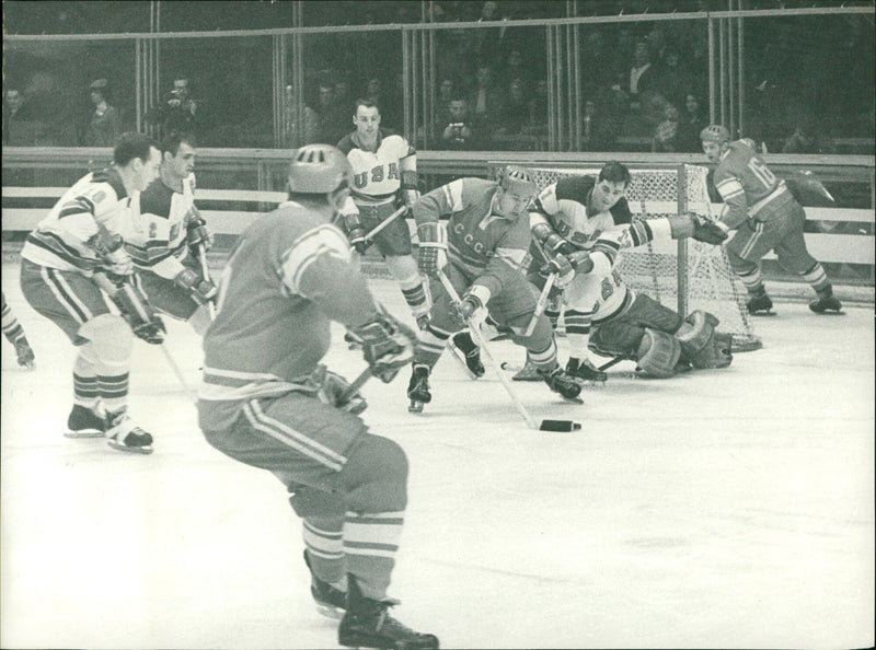 Ice hockey at the 1968 Winter Olympics in Grenoble. - Vintage Photograph