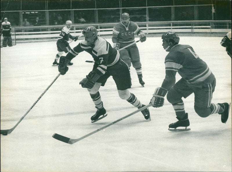 Ice hockey at the 1968 Winter Olympics in Grenoble. - Vintage Photograph