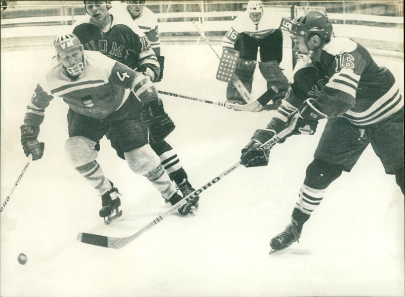 Ice hockey at the 1968 Winter Olympics in Grenoble. - Vintage Photograph