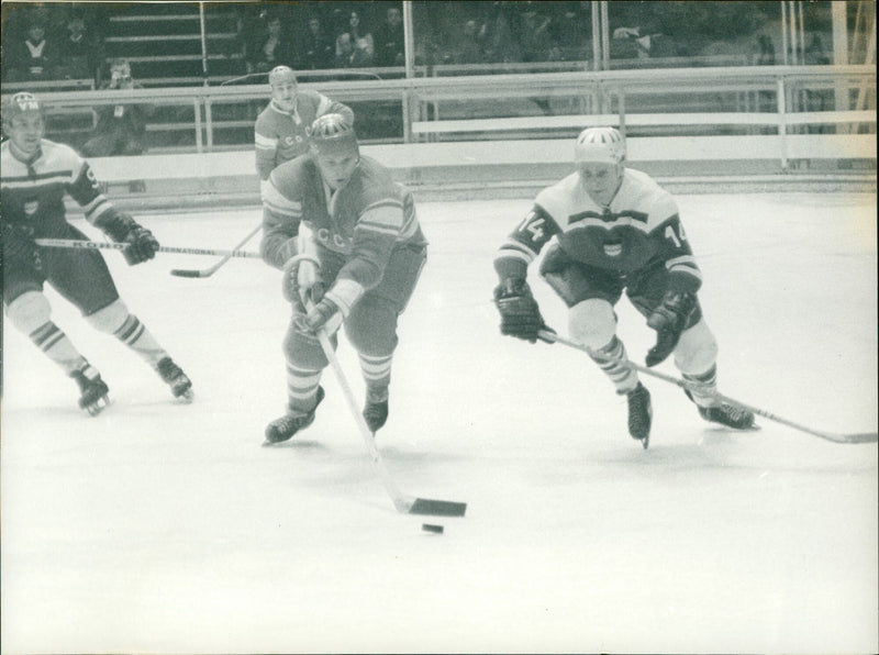 Ice hockey at the 1968 Winter Olympics in Grenoble. - Vintage Photograph