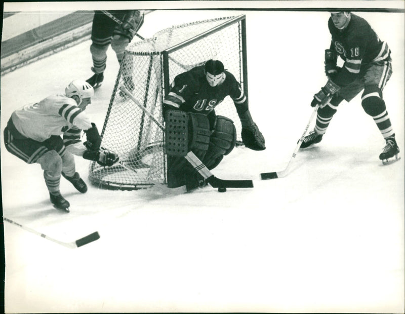 Ice hockey at the 1968 Winter Olympics in Grenoble. - Vintage Photograph