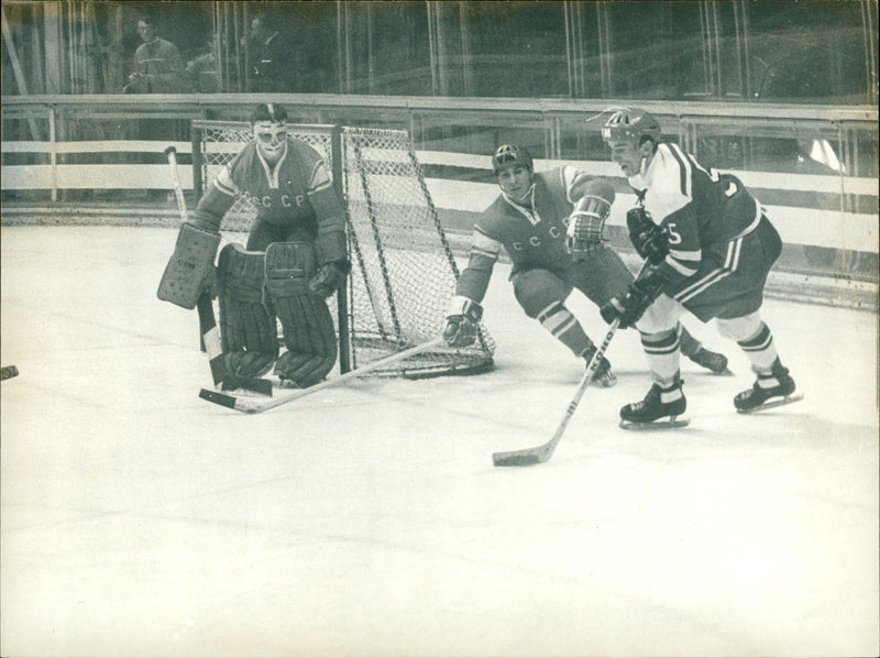 Ice hockey at the 1968 Winter Olympics in Grenoble. - Vintage Photograph