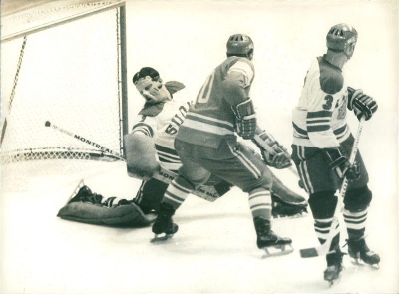 Ice hockey at the 1968 Winter Olympics in Grenoble. - Vintage Photograph