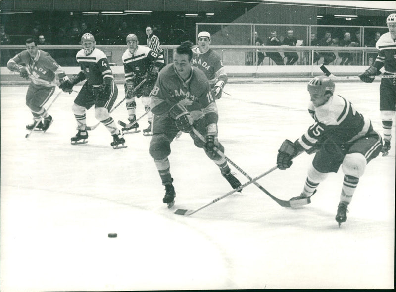 Ice hockey at the 1968 Winter Olympics in Grenoble. - Vintage Photograph