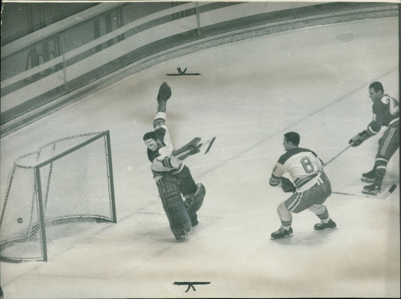 Ice hockey at the 1968 Winter Olympics in Grenoble. - Vintage Photograph