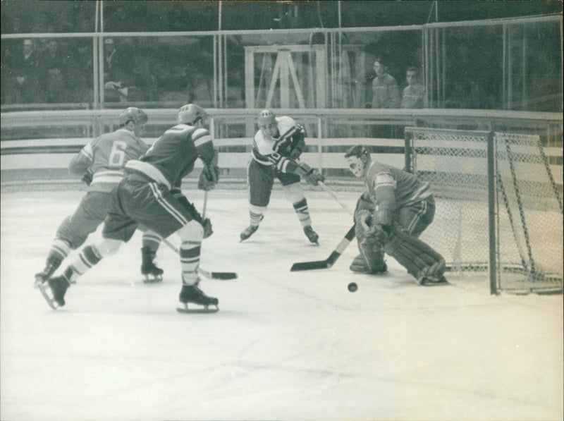 Ice hockey at the 1968 Winter Olympics in Grenoble. - Vintage Photograph