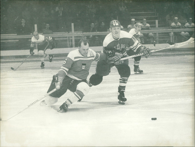 Ice hockey at the 1968 Winter Olympics in Grenoble. - Vintage Photograph