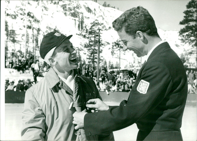 David Jenkins and Karol Divín at the 1960 Winter Olympics - Vintage Photograph