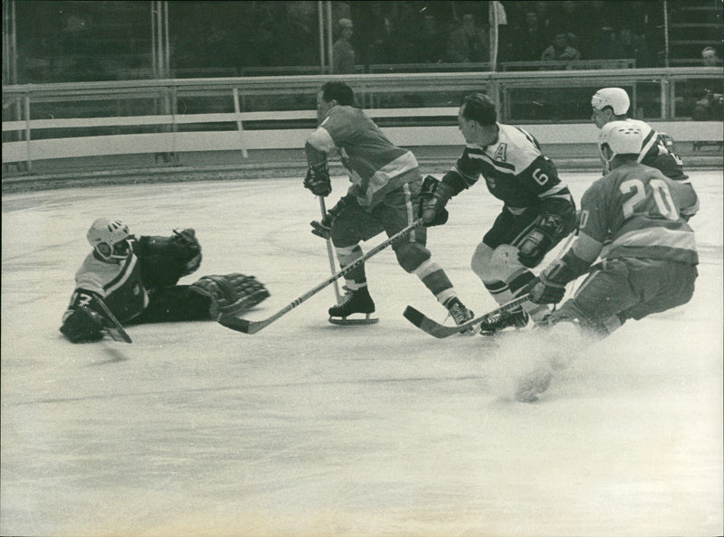 Ice hockey at the 1968 Winter Olympics in Grenoble. - Vintage Photograph