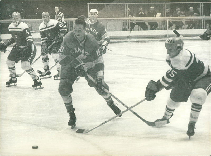Ice hockey at the 1968 Winter Olympics in Grenoble. - Vintage Photograph