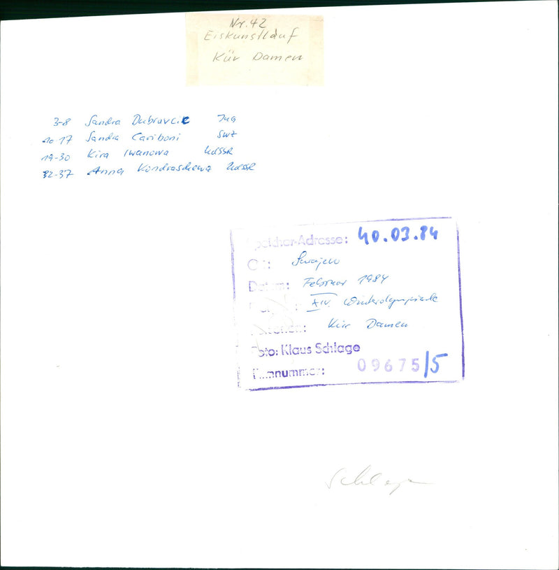 1984 OLIMPIC WINTER SPIEVE SPRATELO SKATING SPA WOMEN SAN FILM - Vintage Photograph