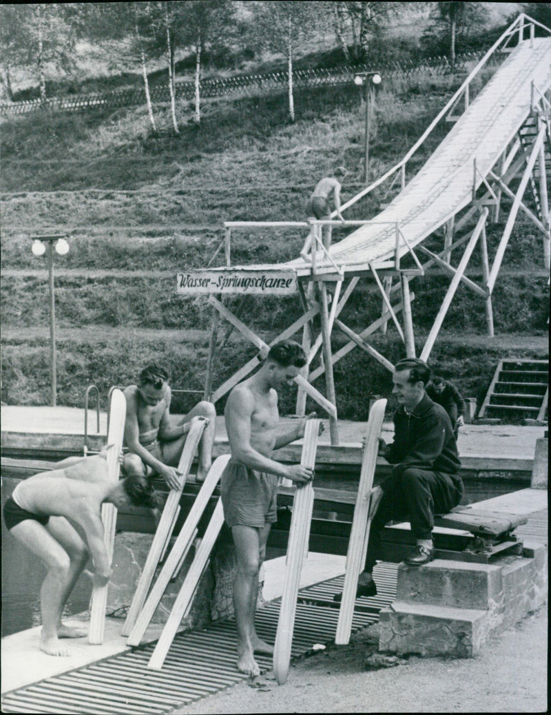 Water ski jumping in Klingenthal 1956 - Vintage Photograph