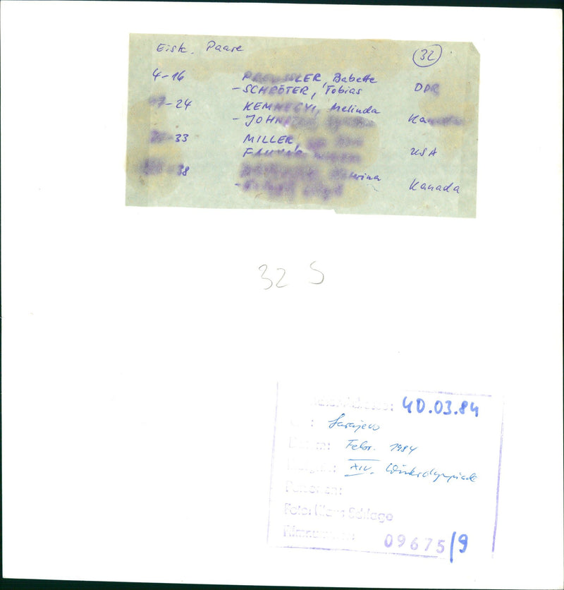 OLIMPIC WINTER SPIEVE SPRATELO COUPLES DPR PARKSLER BABETTE SCH JOHN FILM - Vintage Photograph