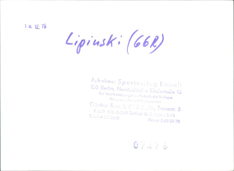 Lothar Lipinksi - Vintage Photograph