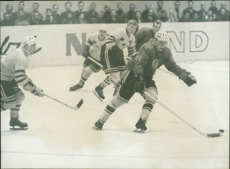 Ice hockey game GDR against Sweden - Vintage Photograph