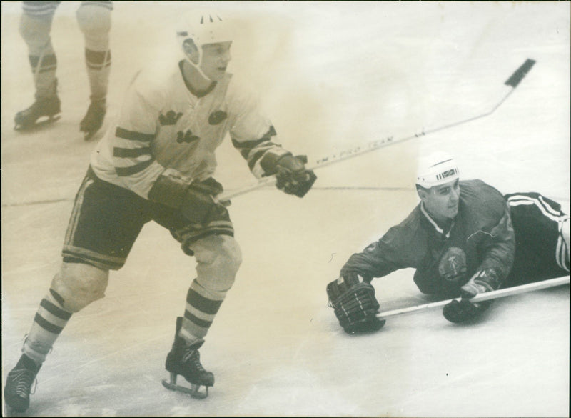 Ice hockey game GDR against Sweden - Vintage Photograph