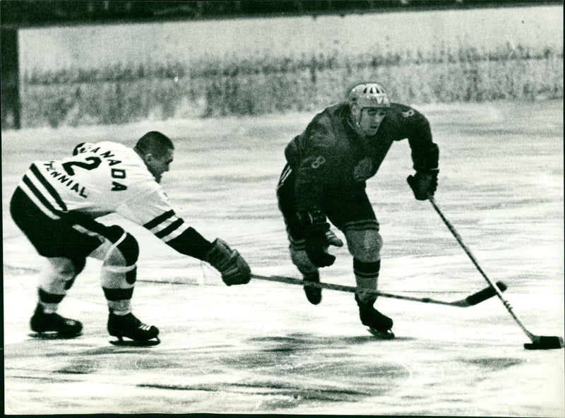 Ice hockey game Canada versus GDR - Vintage Photograph