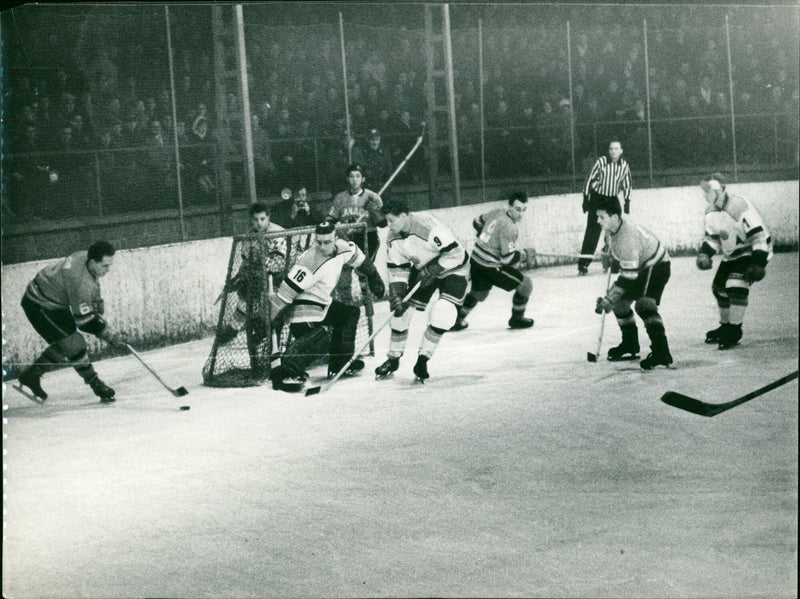 Ice hockey game GDR Canada - Vintage Photograph