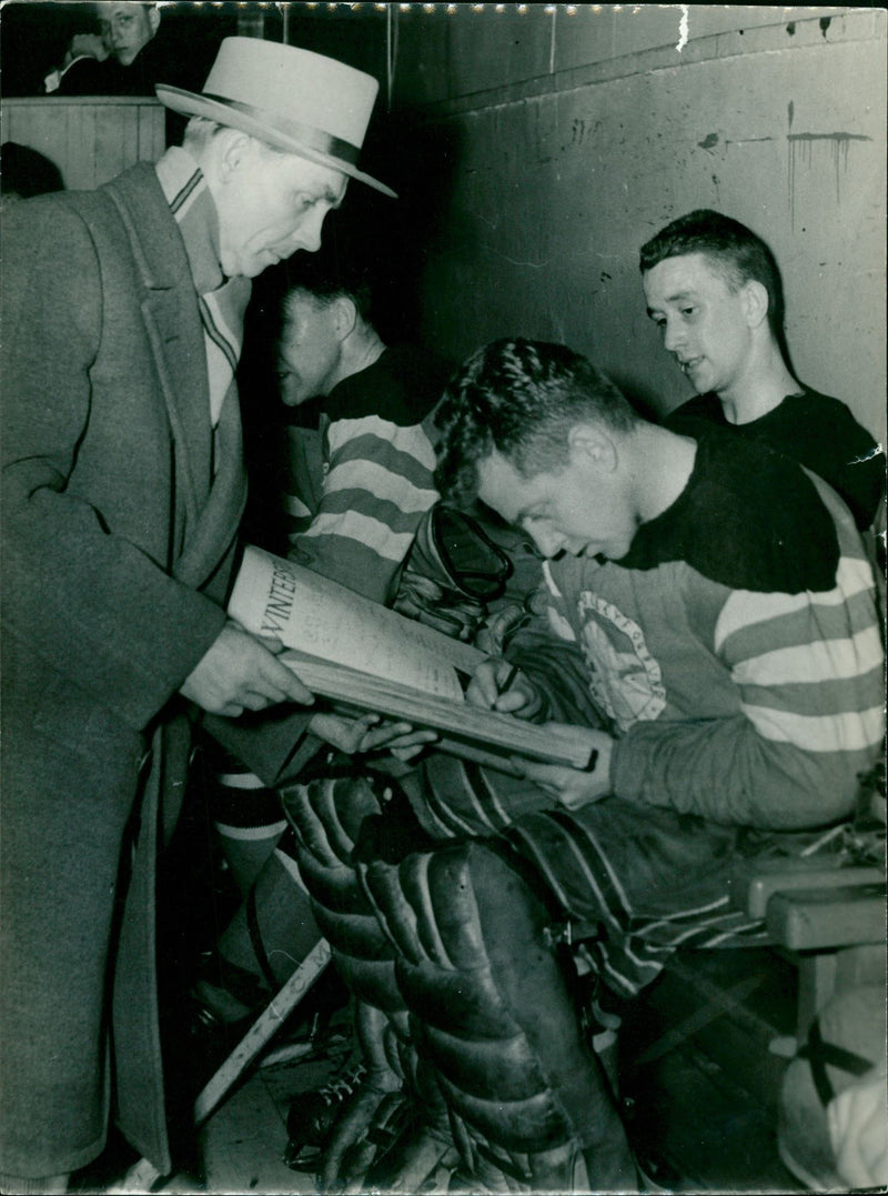 Ice hockey player from Norway in Berlin - Vintage Photograph