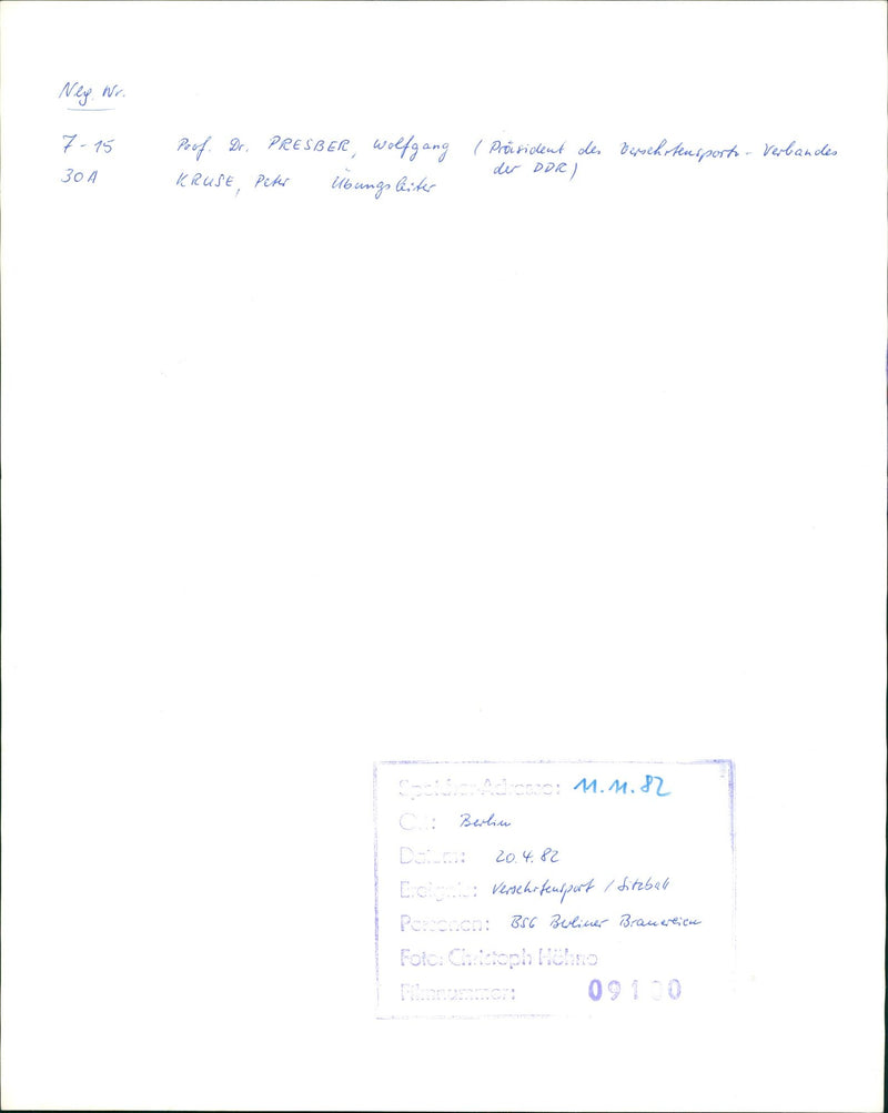 1982 BERLINER BRANEREIEN SITABALL BERLIN VEREHR FEADP FILM PETER - Vintage Photograph