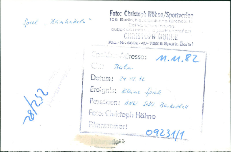 1982 BASKETBALL SECTION ACADEMY SCIENCES BERLIN AUERHEDE - Vintage Photograph