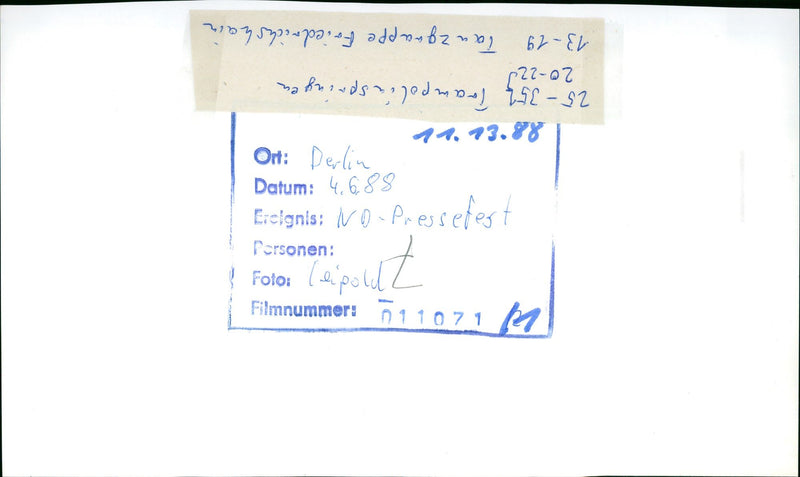 1988 PRESS FEST BERLIN FOTOA NAM POLL FILM NUMBER - Vintage Photograph