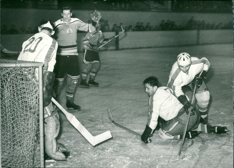 Ice hockey match GDR - Romania 1963 - Vintage Photograph