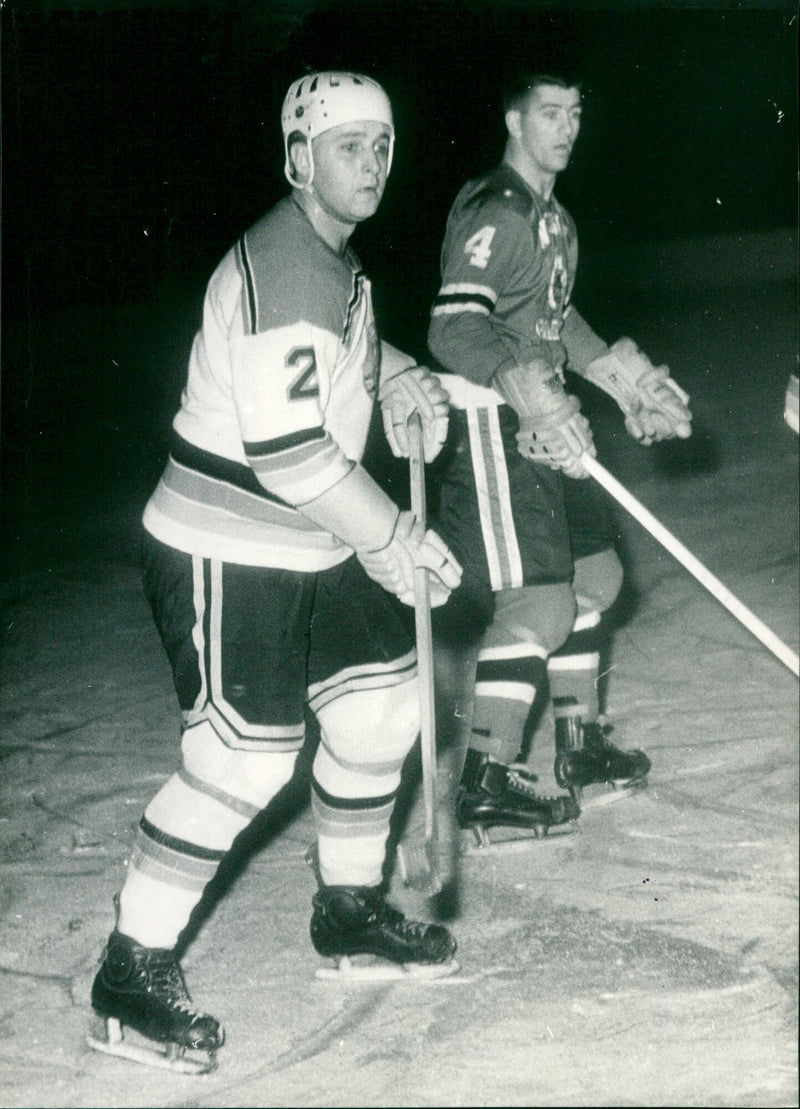 Ice hockey - S. Heinze & T. Serviss - Vintage Photograph