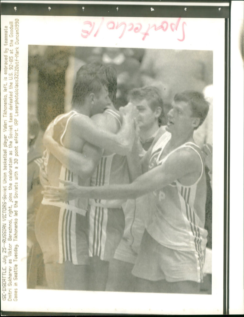 1990 GOOD WANTS GAMES SEATTLE VALERI TIKHONENKO LED SOVIETS RUSSIAN PLAYER - Vintage Photograph