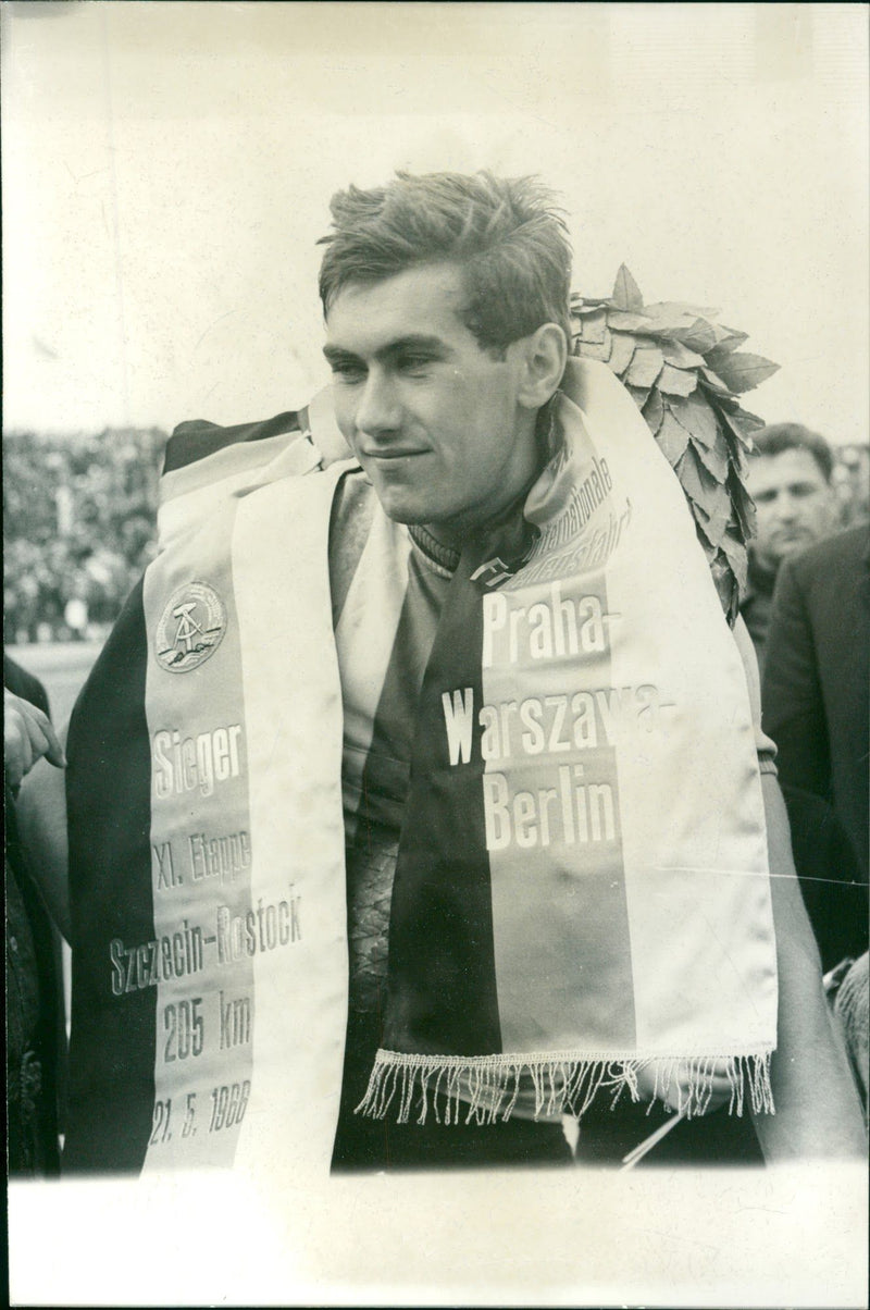 Cyclist Jan Smolik at the International Peace Ride in 1966 - Vintage Photograph