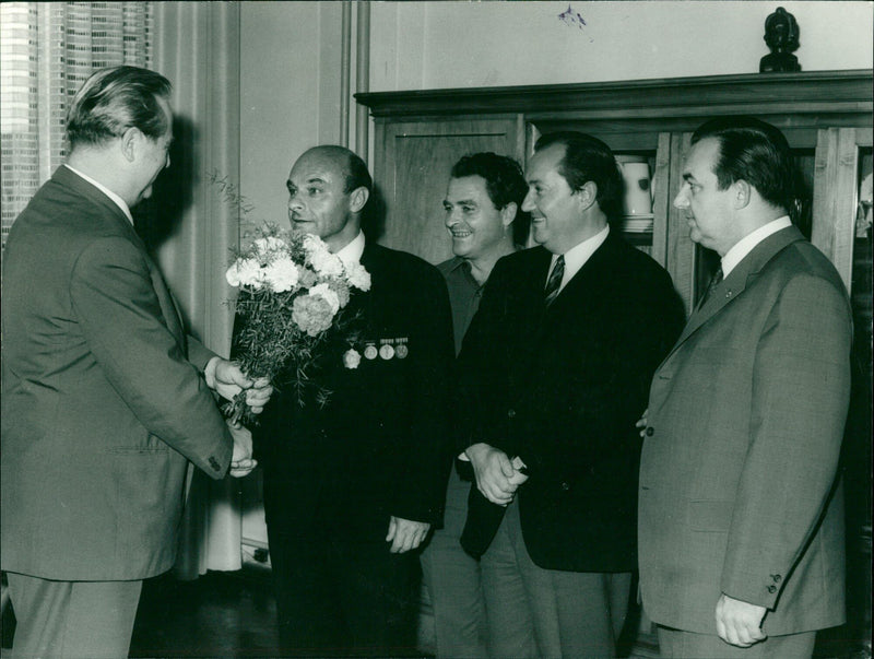 Presentation of the award to MZ Zschopau - Vintage Photograph