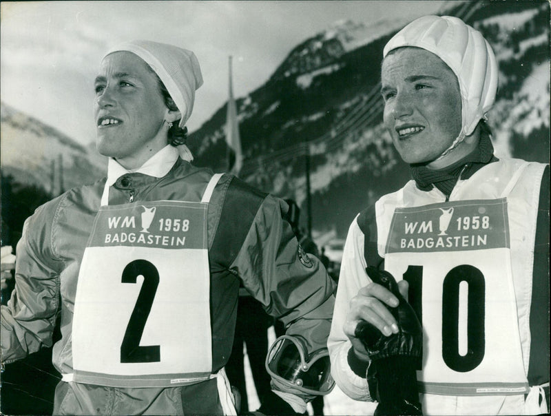 Lucile Wheeler and Frieda Danzer at the 1958 World Ski Championships - Vintage Photograph