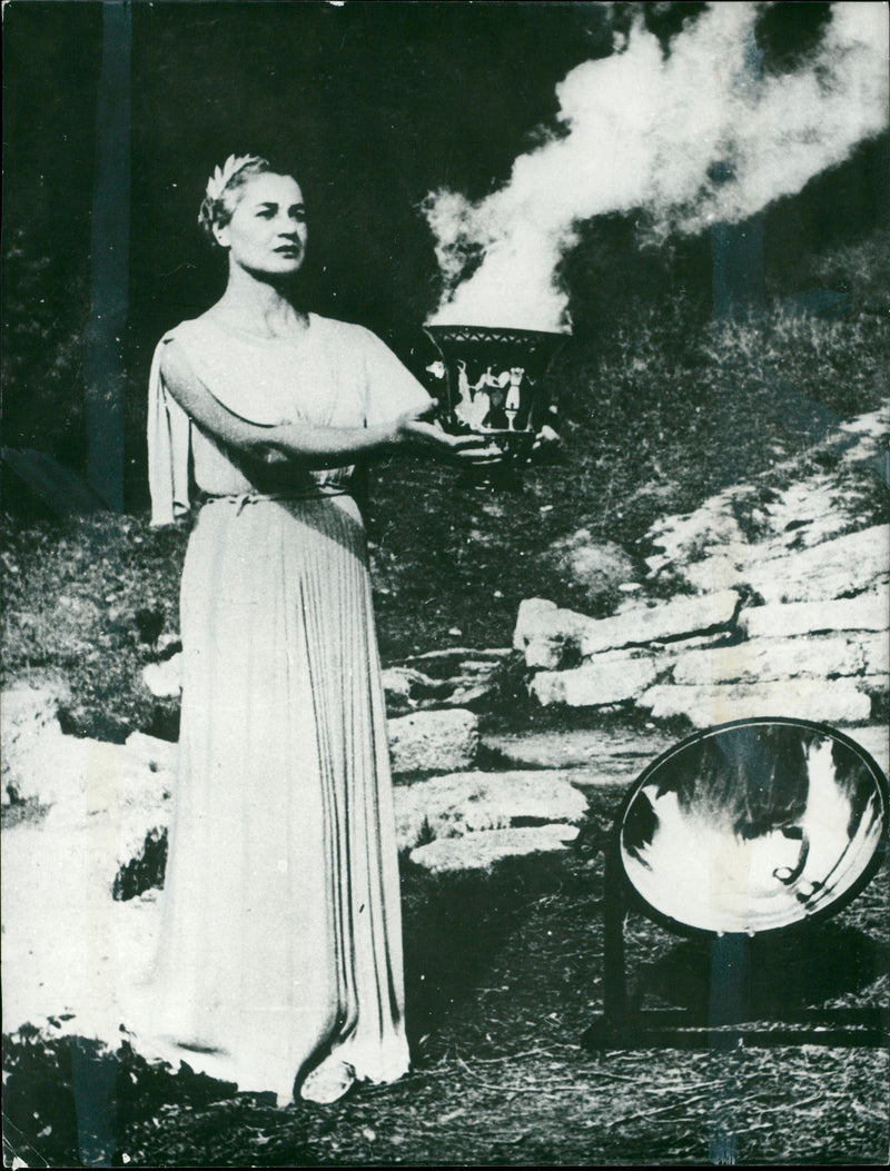 Ignition of the Olympic flame - Vintage Photograph