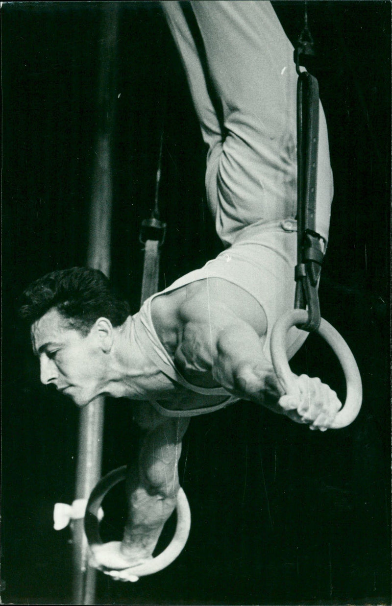 Artistic gymnast Danis at the 1958 International Army Partakiade - Vintage Photograph