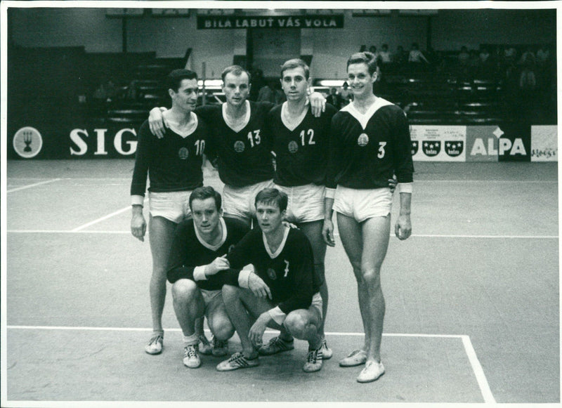 GDR volleyball team at the World Cup in Prague - Vintage Photograph