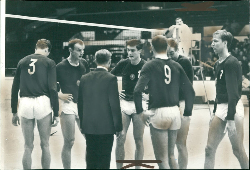 GDR volleyball team at a game - Vintage Photograph