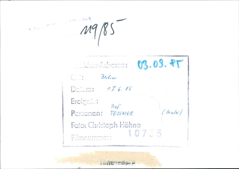 1985 PROF HEINRICH TESSMER MALER BERLIN FILM DIRECTED - Vintage Photograph