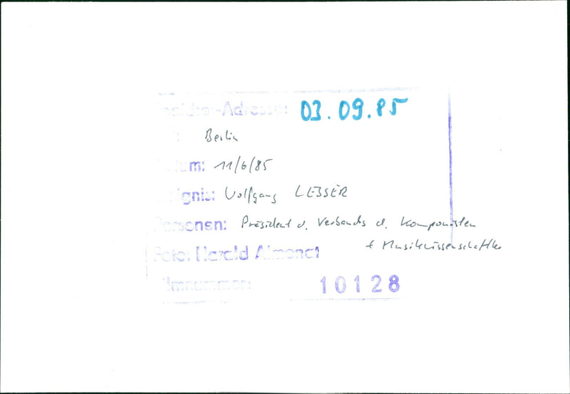 1985 PRISIDENT COUPONIST MUSIKWISS WOLFGANG LESSER GERMAN MUSICIAN - Vintage Photograph