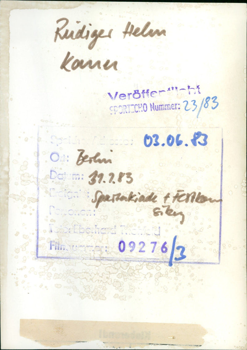 1983 FEST SPARTARELADE COMMITTEE CONFERENCE BERLIN RUDIGER HELEN CAN SELL FILM - Vintage Photograph