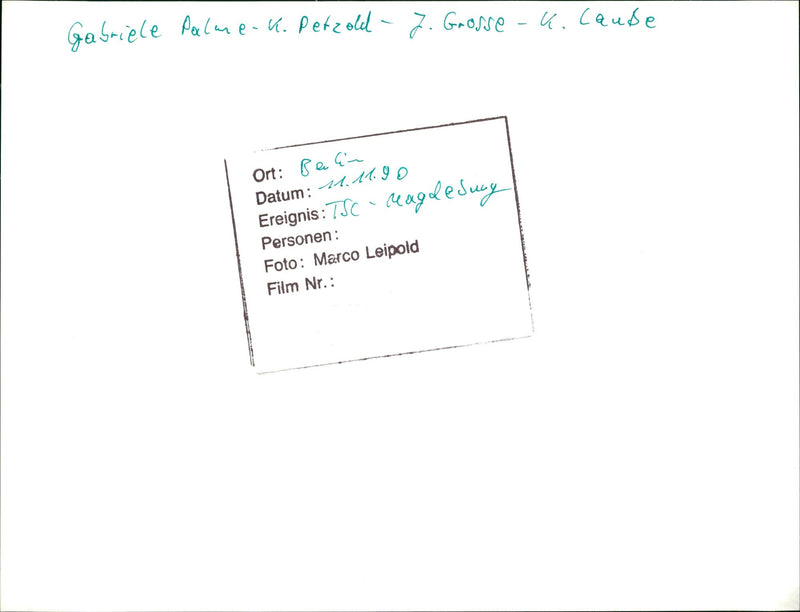 1990 OBERLIGA WOMEN MAGDEBU PALAME SHELTER PETZOLD BIG CAUE PLACE FILM - Vintage Photograph