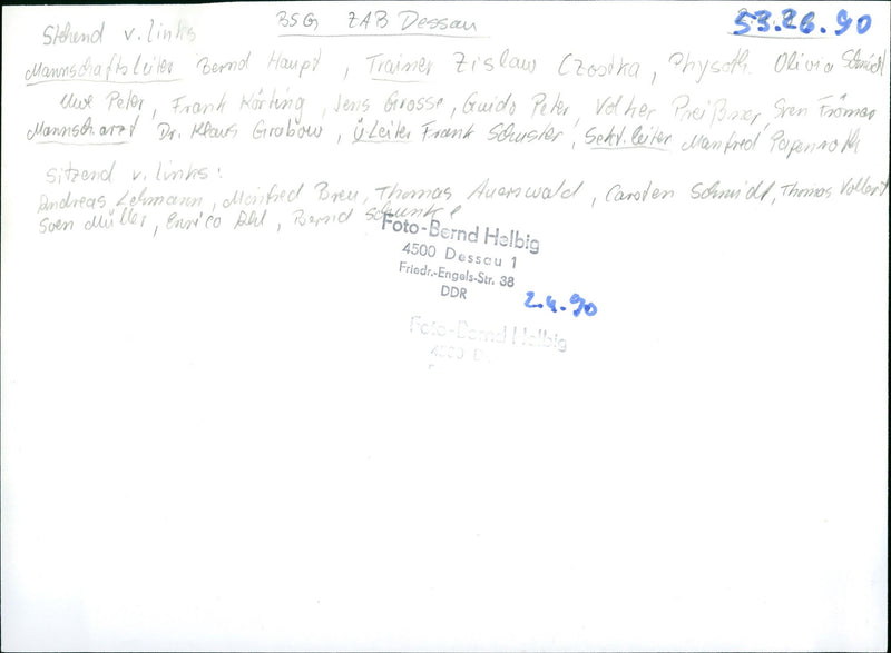 BERND HELBIG DESSAU FRIEDR ENGELS STR DDR LENDL LOLBIG ZAB FILM PETER - Vintage Photograph