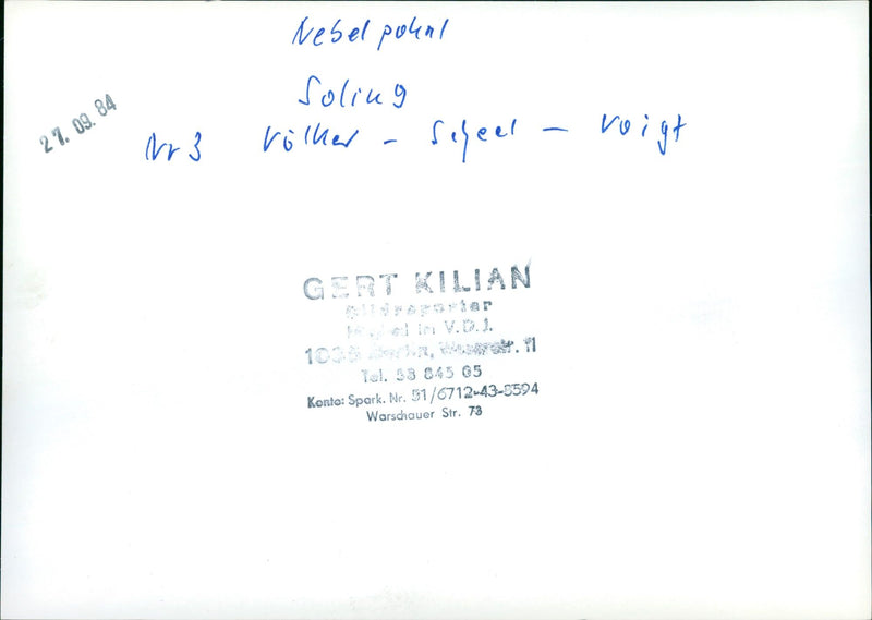 FOG CUP SOLING VOLKER SEFEEL ROUGT TEL ACCOUNT FILM - Vintage Photograph