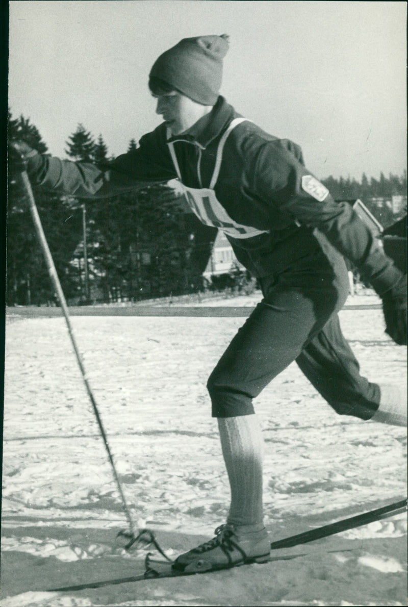 Eva Brizova at the International Oberhof Ski Games in 1967 - Vintage Photograph