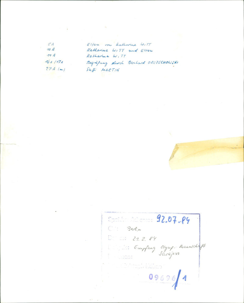 1984 OLYMPICAL OLYMPIC WINTER PLAY RUKKEHR BERLINLECHE STEFFI FILM - Vintage Photograph