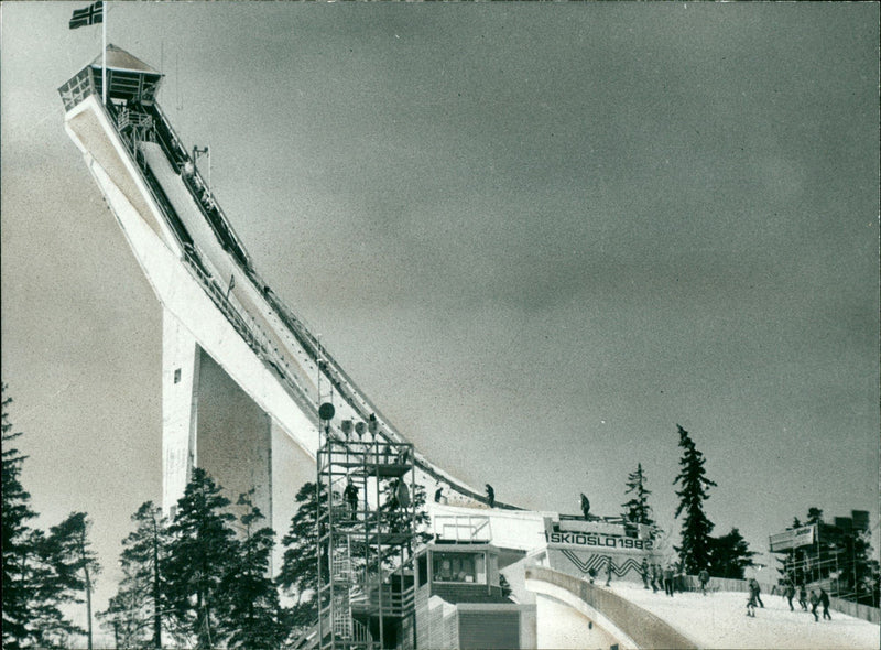 International sports facilities (ski jumps) - Vintage Photograph