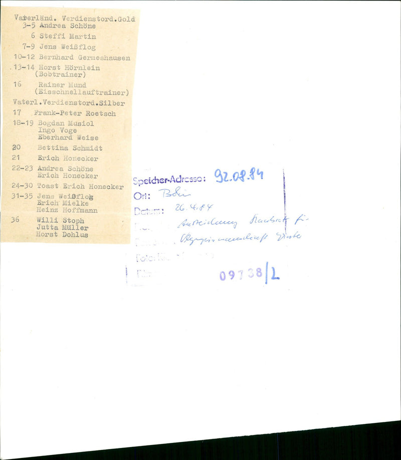 1992 VADERLAND MERIT GOLD ANDREA HONECKER ERICH PETER FILM - Vintage Photograph